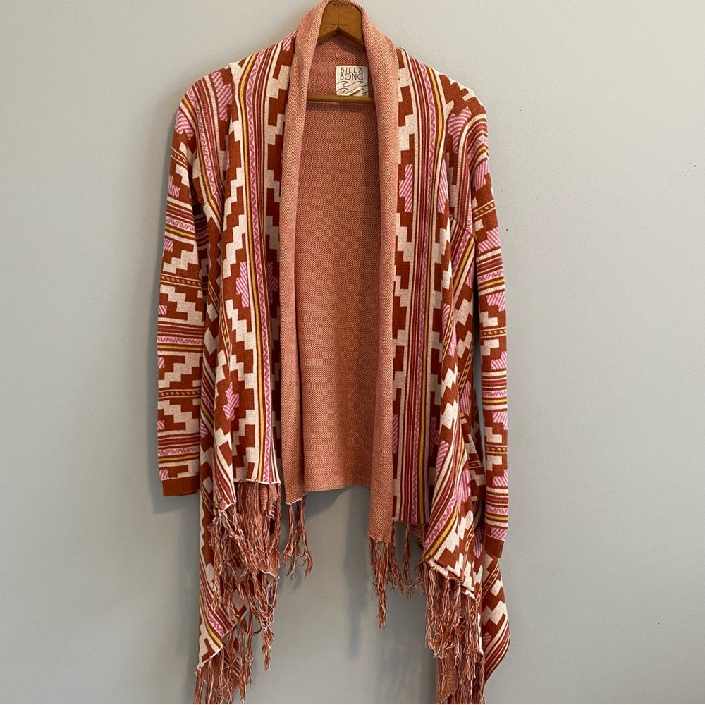 Billabong Cardigan Poncho Sweater Boho Aztec Design Small
